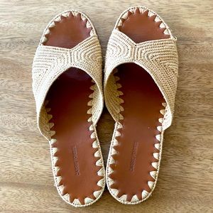 Carrie Forbes
Woven Raffia Flat Slide Sandals
